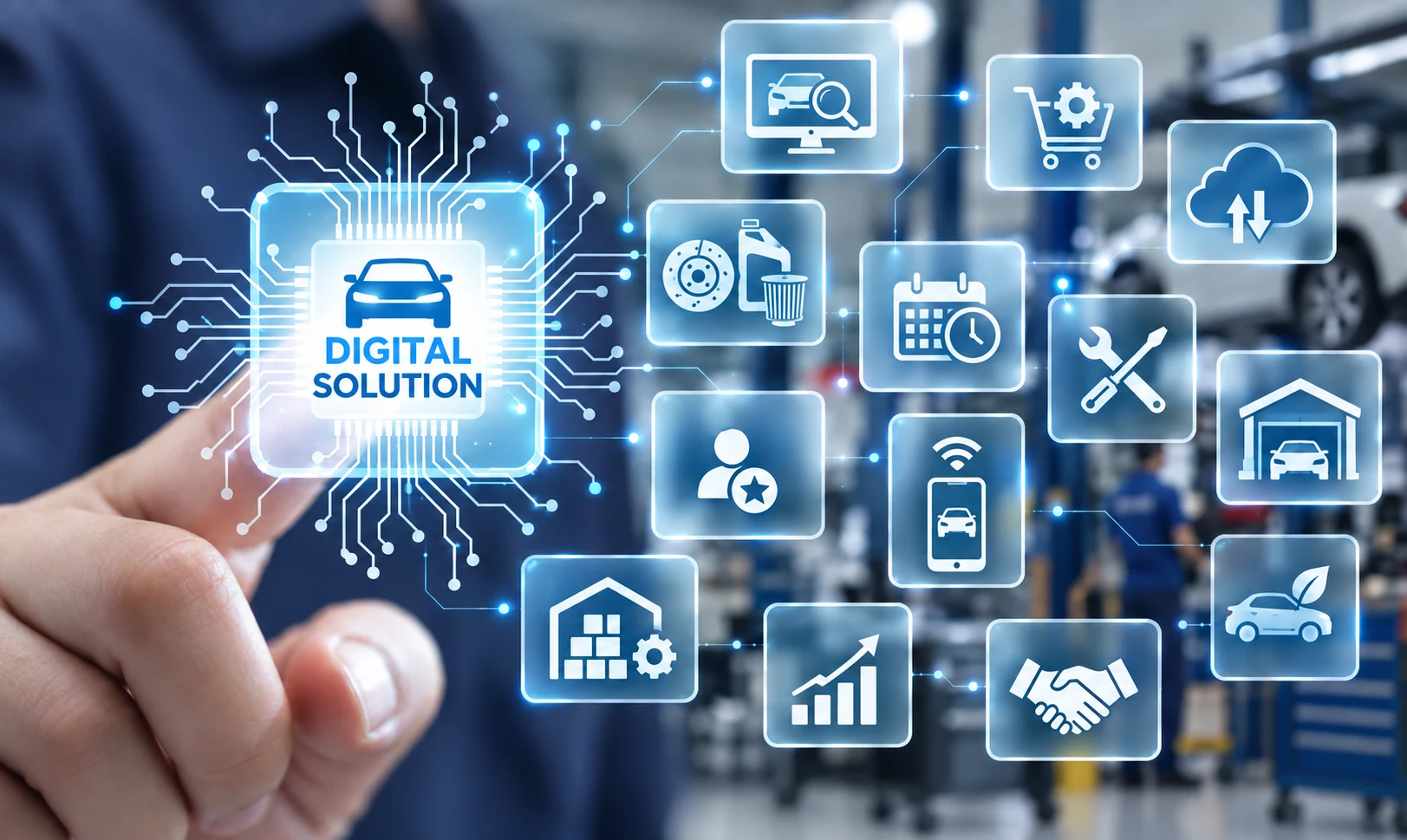 Digital automotive solution interface in a service workshop