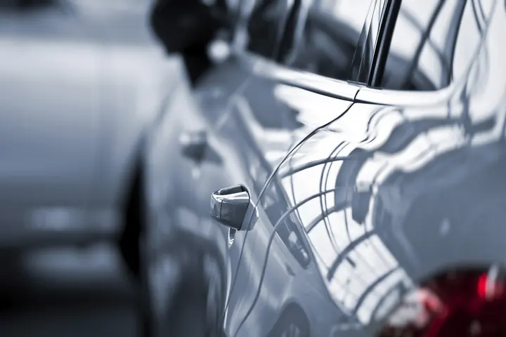 Close-up of automotive body and exterior components